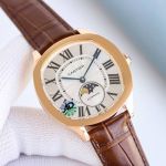 Cartier Leather Watch Straps Drive de 40*41mm Cal.1904-PS MC Movement White/Black Dial Men Watch